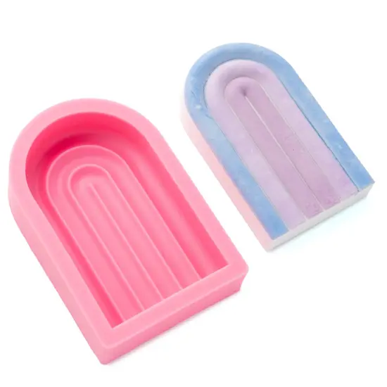 American Crafts Color Pour Stone Resin Silicone Mold-Rainbow Coaster {7}