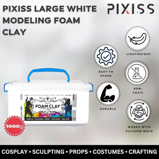 Foam Modeling Clay For Sculpting & EVA Foam - 1500g Cosplay Foam Clay Air Dry (White Foam) and 2 Cosplay EVA Foam Rolls (35cm x 150cm x 5mm Foam Roll, White), Air dry foam clay for Craft Foam Clay Kit {3}