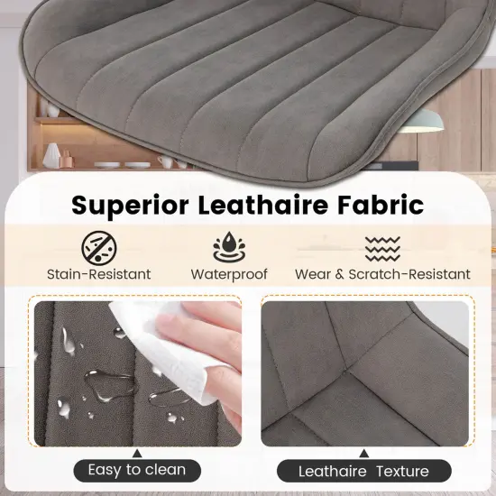 Costway Dining Chair Set of 2 Upholstered Leisure Chairs with Metal Legs Padded Seat Brown/Grey {5}