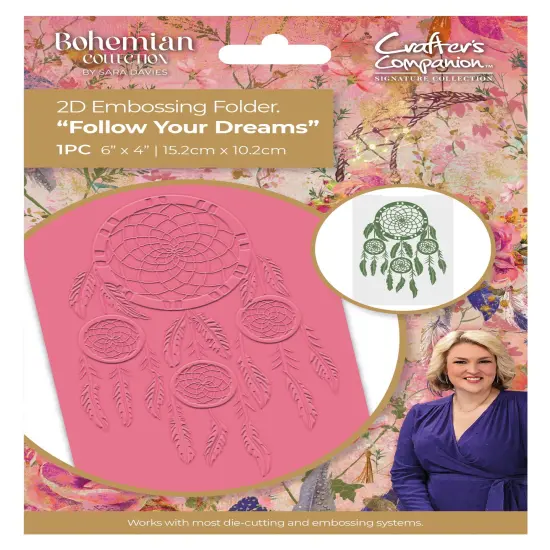 Sara Signature Bohemian 2D Embossing Folder-Follow Your Dreams {1}