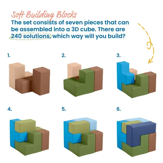 Brainy Building Blocks, Foam Puzzle, 7-Piece Earthtone {5}