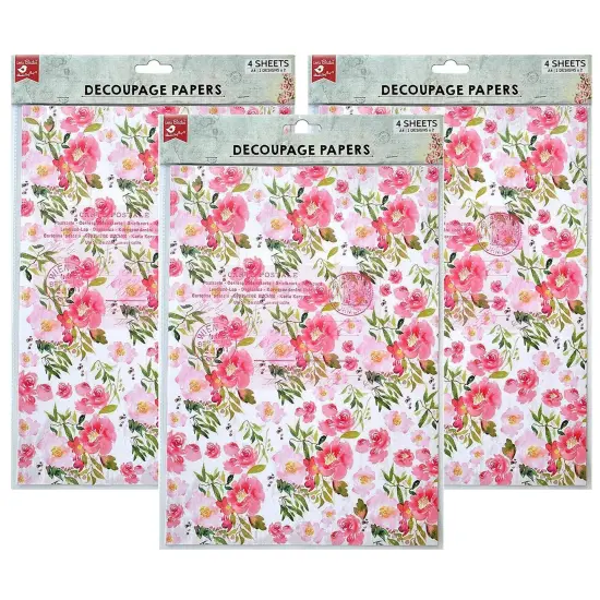 Pack of 3 - Little Birdie Decoupage Paper A4 4/Pkg-Blossoming Elegance {1}