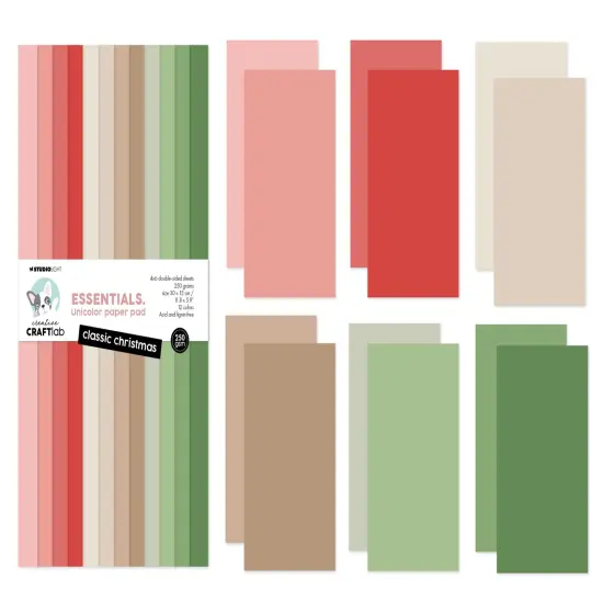 Studio Light Unicolor Essentials Paper Pad 11.8"X5.9" 24/Pkg-Nr. 221, Classic Christmas {4}