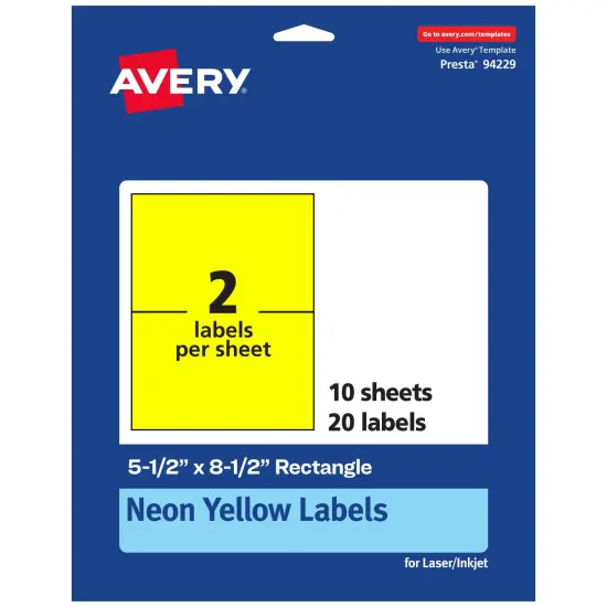 Avery Neon Yellow Paper Labels, 5.5" x 8.5" Rectangle {7}