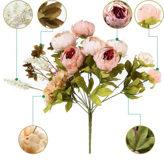 Silk Peony Bouquet &ndash; Vintage Artificial Peonies for Wedding, Home, and Office Decor {4}