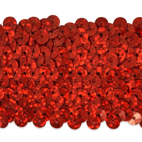 5 yards of 5 Row 1 3/4" Starlight Hologram Stretch Sequin Trim | 5 yard cut Red {1}