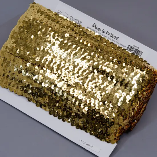 5 yards of 5 Row 1 3/4" Metallic Stretch Sequin Trim | 5 yard cut Black {4}