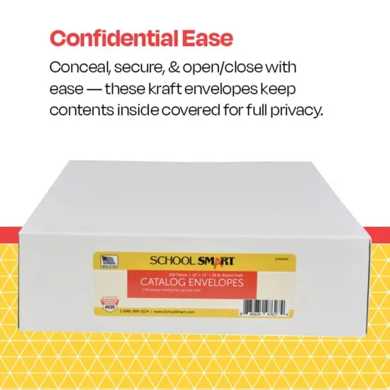 School Smart No Clasp Envelopes with Gummed Flap, 10 x 13 Inches, Kraft Brown, Box of 100 {5}