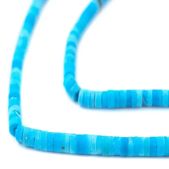 The Bead Chest Blue Turquoise Afghan Stone Cylinder Beads 4mm Afghanistan Gemstone 15 Inch Strand {1}
