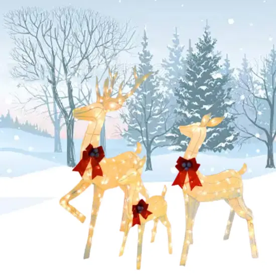 Christmas Deer Family LED Lights Decorative Holiday Indoor Outdoor Display Height 60"x 48" x 32" {3}