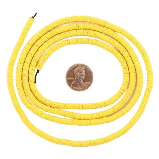 The Bead Chest African Vinyl Beads, Ghana Vulcanite Crafts Supplies for DIY Jewelry Making, Necklaces, Bracelets (4mm, Yellow) {2}