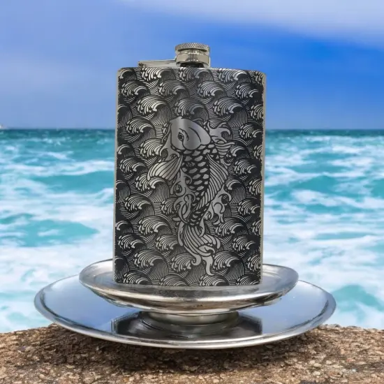 8oz Koi Fish Stainless Steel Flask {5}