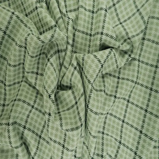 1 Yard Classic Double Knit Jacquard Plaid Fabric Stretch Polyester Rayon 58/60 Inches Wide Rose/Magenta {2}