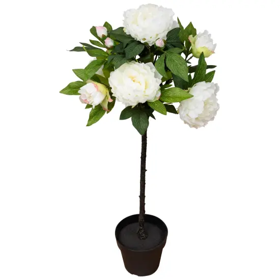Northlight Blooming Peony Flower Artificial Potted Plant - 31" - White and Pink {5}
