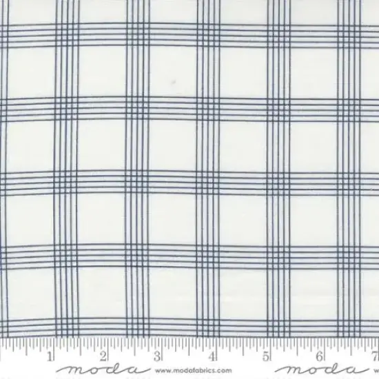 Nantucket Summer Cream Navy Plaid Checks Plaids 44"/45" Fabric Per Yard {1}