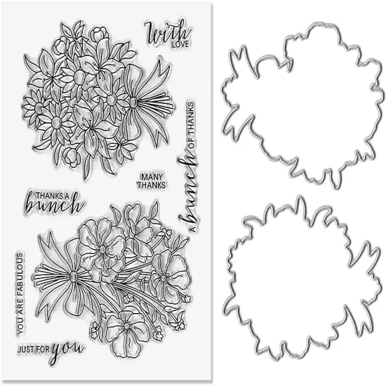 Fall Flowers Clear Stamps and Dies for Card Making and Photo Album Decorations {1}