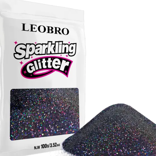 00g / 3.5 oz Black Glitter, Holographic Fine Glitter {1}