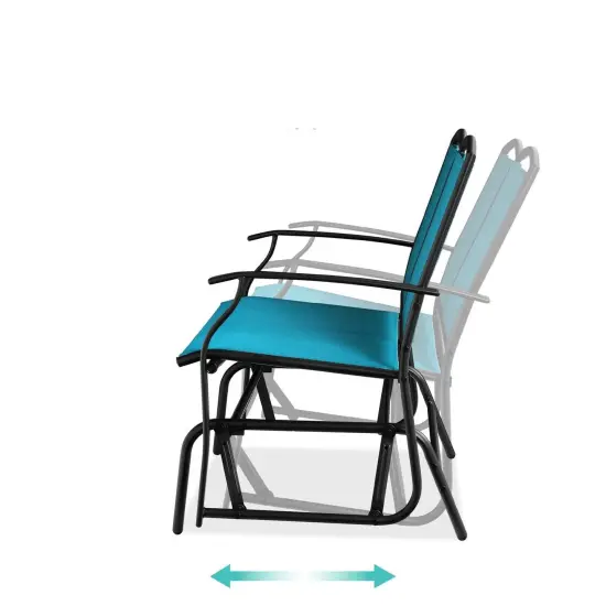 2 Seat Mesh Patio Loveseat Swing Glider Rocker with Armrests Blue {5}