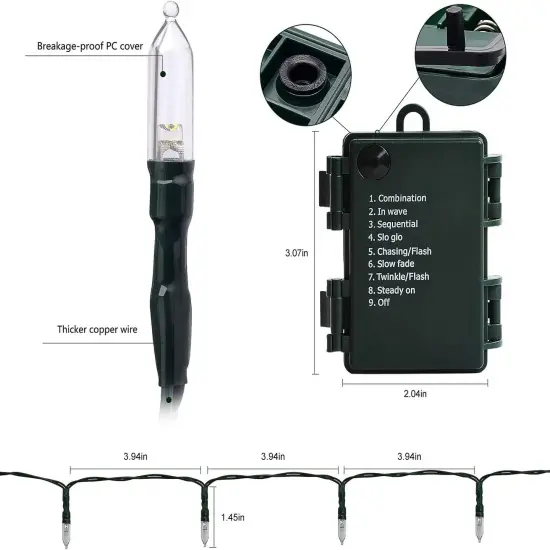 18ft 50 LED Battery Operated Christmas Lights - Green Wire Warm White {5}