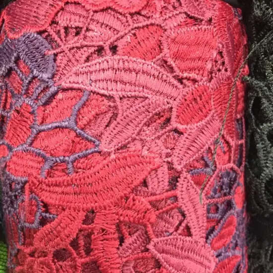 1 Yard Burgundy & Plum Italian Cotton Guipure Lace Luxury Couture Lace 54 Inches Wide {1}