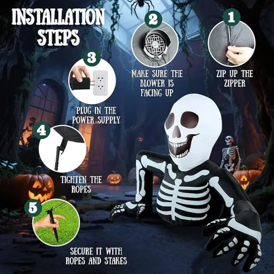 Skeleton Outdoor Decorations Blowup Yard Decor {2}