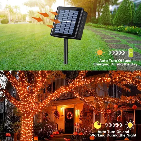 2 Pack Each 66ft Solar String Lights 200 LED Halloween Lights Outdoor Waterproof {2}