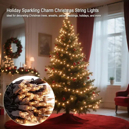 21ft 100 Count String Lights on Brown Wire Cord for Xmas {5}