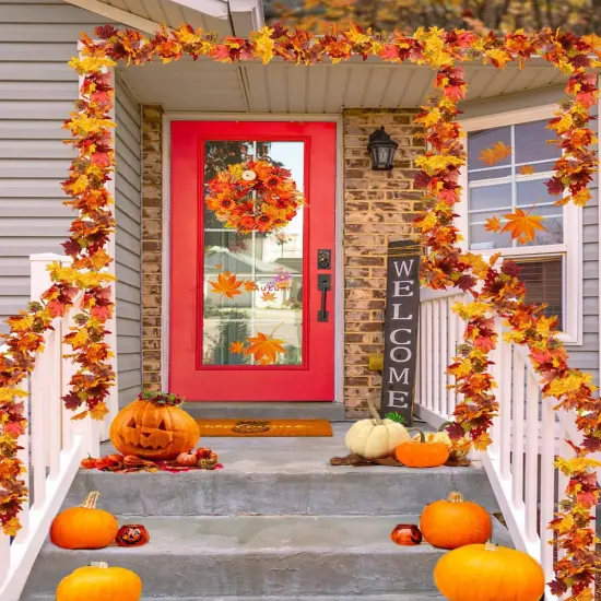 2 Packs Fall Maple Leaf Garland - 5.9Ft/Pieces (Orange) {5}