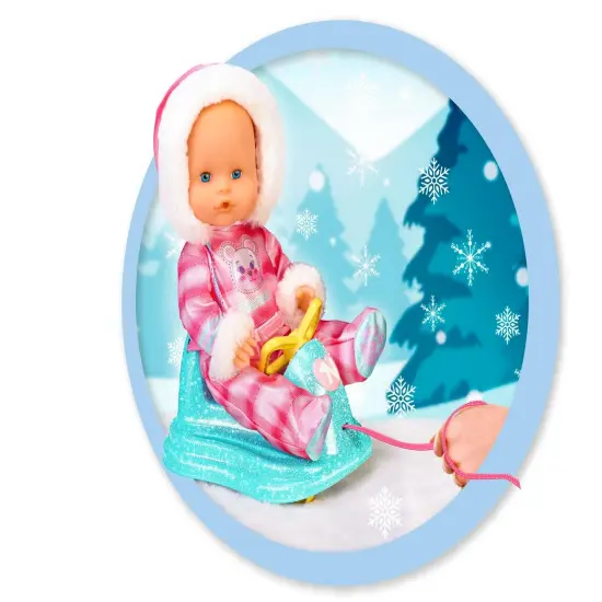 Nenuco 14" Baby Doll in Ski Suit and Sleigh Accesssory On Wheels With Color Chaning Nose, For Ages 2+ {6}