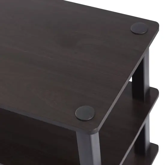 Espresso Black Composite Wood Shoe Rack with 3 Shelves and 18 Pairs Capacity {5}