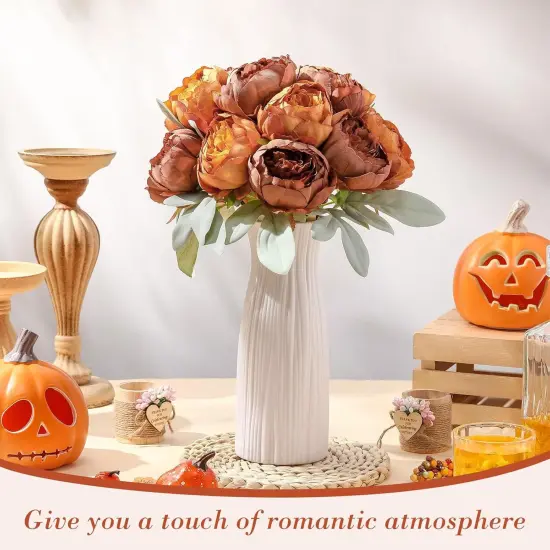 50Pcs Artificial Peonies - 4 Inch (Brown and Orange) {3}