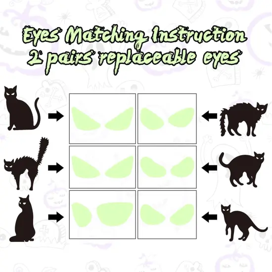 6 Pack Black Cat Yard Signs Halloween Decor with 12 Metal Stakes {3}