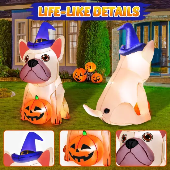 5Ft Halloween Inflatables Decorations Build-in Bright LEDs Blow Up Yard Pumpkin {2}