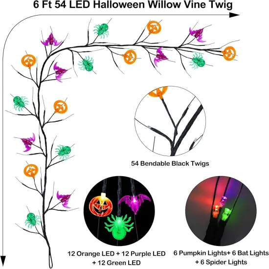 [Timer] Lights 6 FT 54 LED Halloween Decor {3}