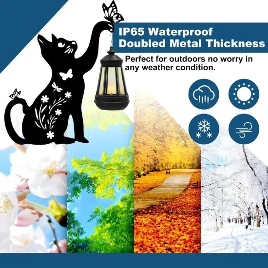 (2 PCS) - Black Cat Yard Signs Stake Decor with Butterfly {2}