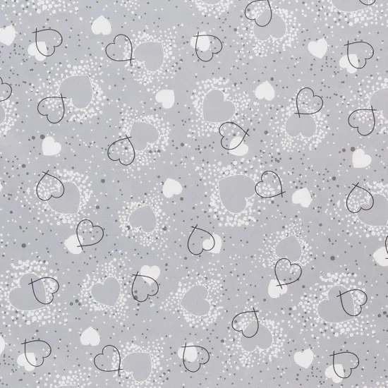 Mook Fabrics Hearts Adored Printed PUL Fabric [60 in. Wide] - By The Yard Grey {1}