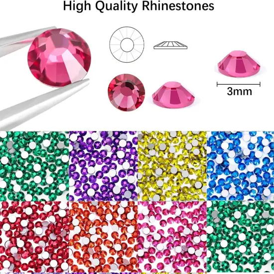 48000Pcs 3mm Flatback Rhinestones Gems - 48 Color {4}