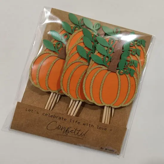 Pumpkin Cupcake Toppers Halloween Party Supplies {3}