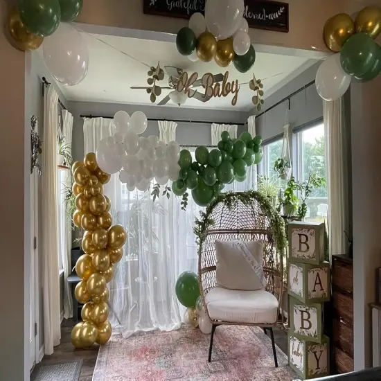 Sage Green Pink Balloons Garland Kit,117pcs Olive Green Blush Pink Sand White Metallic Gold Balloons for Girl Baby Shower Bridal Shower Wedding Birthday Jungle Safari Woodland Party Decorations {5}