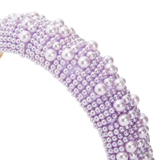 2 Pack Crystal Headbands for Women, Padded Pearl Headband (Lavender, White) Multicolor {4}