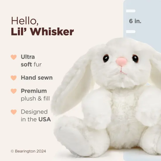 Bearington Lil&rsquo; Whisker The Bunny Plush, 6 Inch Easter Bunny Stuffed Animal, Easter Plush Toys, For Ages 1-14 White {2}