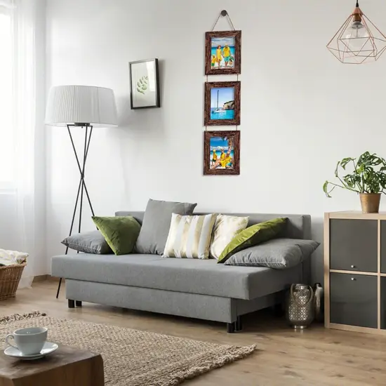 Picture Frames, 5x7 Picture Frame, Wall Hanging Picture Frames Collage with 3 Opening, Wall Decor Engineered Wood Frames （Brown） {5}