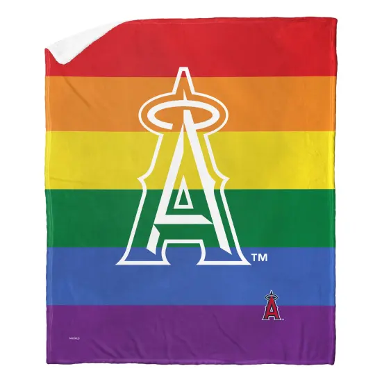 MLB Pride Series Silk Touch Sherpa Throw Blanket 50&times;60 Inches Los angeles angels {1}