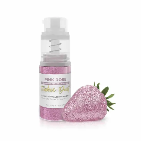Bakell - Pink Rose Tinker Dust Edible Glitter (4g, 1x Spray Pump) for Food, Desserts, and Beverages! {1}