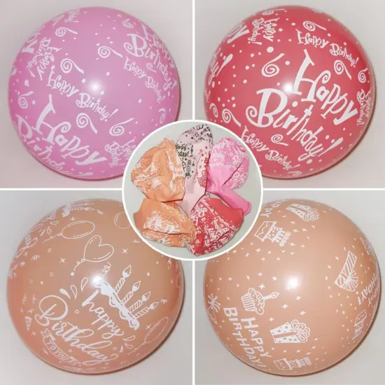 52 Pcs Pink Birthday Balloons with Birthday Party Pattern {2}