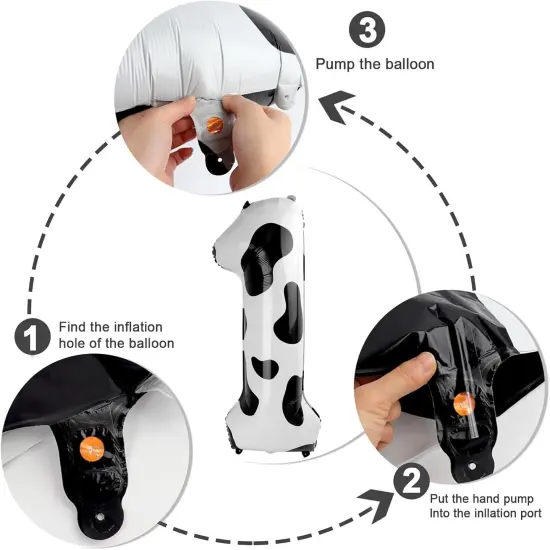 Balloons Number 6th Birthday Balloon for Boy Girl, 40 Inch Black White Cow Print Large 6 Foil Mylar Foil Balloon Helium Number Balloons Animal Farm Cowboy Cowgirl Themed Party {5}