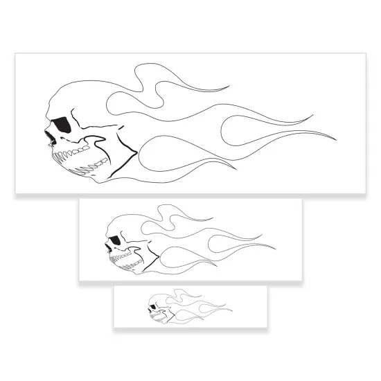 Custom Shop Airbrush Skull Fire Flame Stencil Set (Skull Design #2 in 3 Scale Sizes) - Laser Cut Reusable Templates {1}
