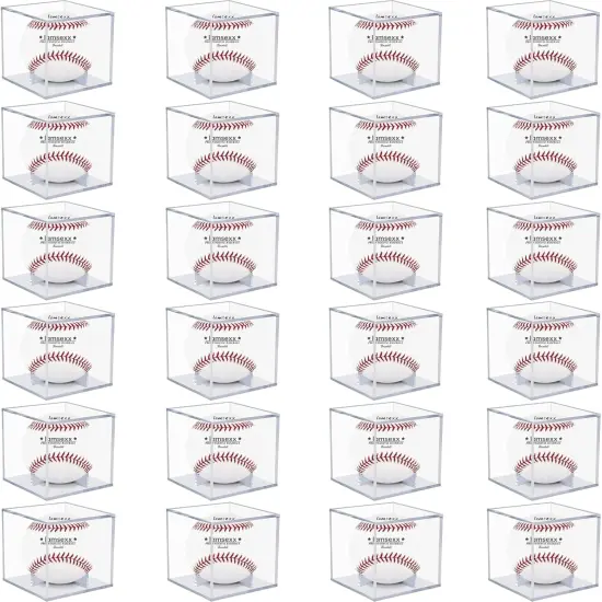 24 Pack Baseball Display Case, UV Protected Acrylic Boxes for Display,Clear Display Case Baseball Cube Memorabilia Showcase Autograph Ball Protector&hellip; {1}
