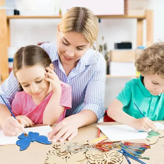 8 Pack 3D Butterfly Wind Chime Kit for Kids Make Your Own Butterfly Wind Chime Wooden Arts and Crafts for Kids DIY to Paint Butterfly Craft for Winter Spring Art Activity Birthday Party {2}