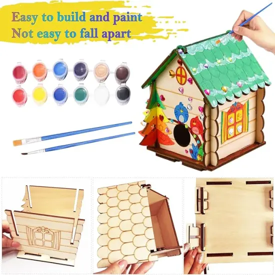 3 Pack Bird House Crafts for Kids Ages 8-12 5-8, DIY Wooden Arts and Crafts Kit for Children to Build, Make Your Own Birdhouse, Summer Painting Activities Crafts Gifts Outdoor Toys for Boys Girls {4}